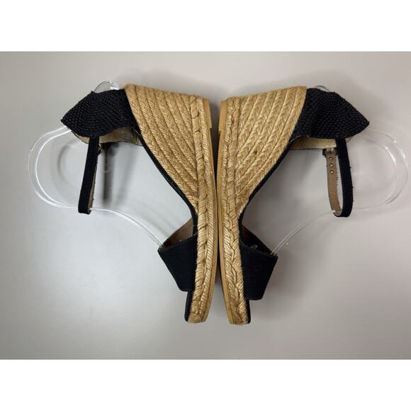 Gaimo Ankle Strap Wedge Espadrilles Womens Sandals Size 41 Black Jute Resort - Picture 9 of 13